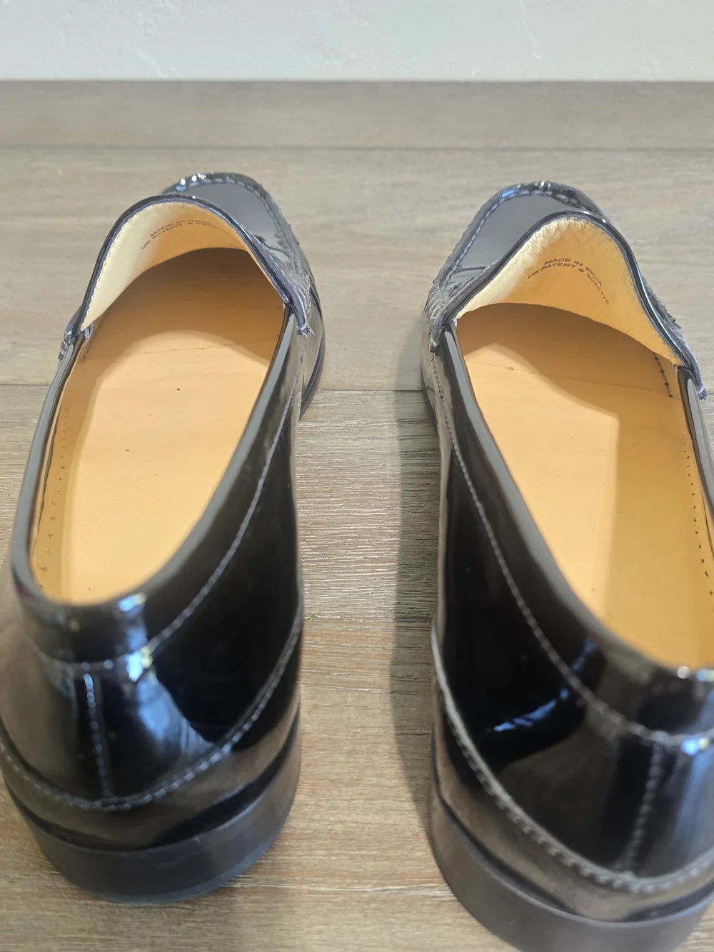 Cole Haan Nike Air Black Patent Leather Penny Loafers Women's 9.5 Preppy Office